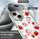 for iPhone 13/14 Case [Compatible with Magsafe],Girls Women Clear Magnetic Case Silicone Shockproof Protective Cover with Pattern Strawberry Sunflower