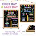First Day and Last Day of School Chalkboard Sign with Solid Wooden Framed,11x14 Inch Reusable Wooden 1st Day of Preschool/Kindergarten Photo Props, Double Sided Back to School Sign for Kids/Girls/Boy