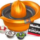 Mueller Citrus Lemon Orange Juicer, Hand Squeezer Rotation Press, Manual Juicer with Easy Pour Spout, European Made, Dishwasher Safe, Orange