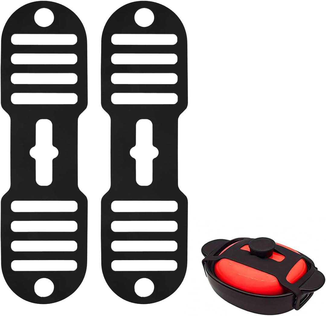 2 Pcs Silicone Lid Lock Strap for Crockpot Slow Cooker, Black Universal Crockpot Lid Holder & Silicone Strap, Heat-Resistant & No-Spill, High Elasticity, Not Easily Damaged