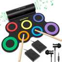 ROCKSOCKI Electric Drum Set, 7-Pad Electronic Drum Set with Headphone Included, Roll-up Drum Pad For Kids, Great Holiday Xmas Birthday Gift (Dual Speakers)