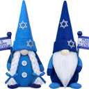 Tifeson Hanukkah Gnome Decorations, 2 PCS Handmade Mr & Mrs Chanukah Swedish Tomte Gnomes Plush Table Ornaments Gift for Hanukkah Decorations Party Supplies