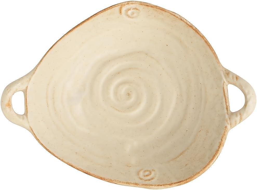 Retro Glazed Ceramic Serving Bowl with Handles Irregular Bowl Opening for Spaghetti,Fruit,Salad,Table Centerpiece Deco