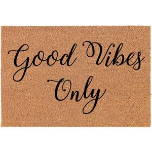 Coir Doormat Front Door Mat New Home Closing Housewarming Gift Good Vibes Only (30" x 18" Standard)