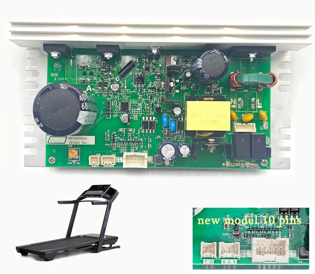 MC1648DLS-JST 406077 Treadmill Control Board 110V ZE0824 10 Pins Motherboard Motor Controller Compatible with Nordic-Track/FreeMotion/Proform Treadmill Parts
