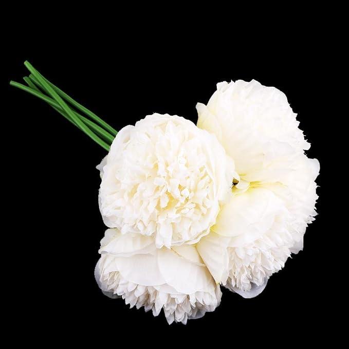 15 Piece Peony Simulation Flowers Bouquet Home Wedding Party Decor Milk White