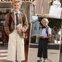 Langyiwee 3 Pack Boys Capri Pants Drawstring Elastic Waisted Teens Cargo Joggers Pull on Casual Sweatpants with Pockets(Khaki, Beige Apricot, Black,5-6 Years)