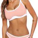 Gefyvcf Women's Athletic Bikini Set with with Adjustable Straps, Full Coverage, Sporty, Cheeky, High Supports (L)