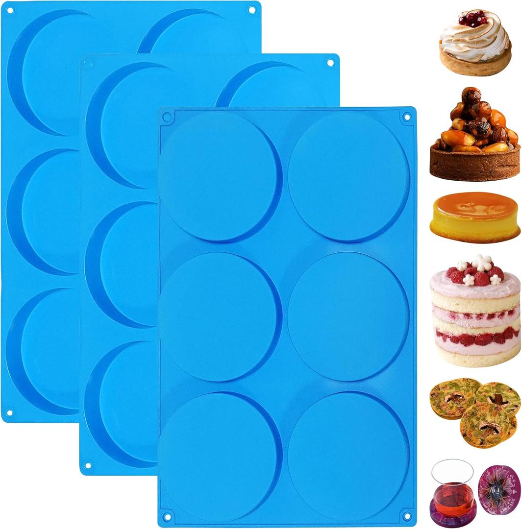 Sidosir Round Silicone Mold for Baking, 4inch Large Breakfast Sandwiches Mold Silicone for Whoopie Pie, Non-Stick Hamburger Buns Molds for Egg Pan, Resin Coaster