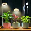 Aokrean Plant Grow Light, 48 LEDs Full Spectrum Grow Lights for Indoor Plants, Height Adjustable Faux Wood Grain Small Grow Light with Base, 3 Optional Spectrums, Auto Timer 6/12/16Hrs, 5 Brightness