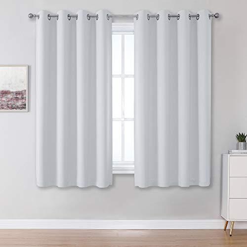 DUALIFE White Curtain Panels with Grommet for Small Windows 54 Inches Length Thermal Insulated Window Treatment Blackout Curtain Drapes for Bedroom 35x35Inch Length,2 Panels