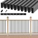 50 Pack 38" Hollow Aluminum Deck Balusters with Screws, Metal Balusters for Deck Railing Rectangular Spindles for Outdoor Porch Balusters, Matte Black, Includes Installation Spacing Guide