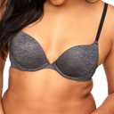 Adore Me Analize Push-Up Plunge Bra - Microfiber Molded Cup Underwire with Clean Finish & Adjustable Straps - Sizes (36C, Black)