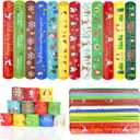 JoFAN 48 PCS Christmas Slap Bracelets Toys for Kids Boys Girls Toddlers Christmas Party Favors Stocking Stuffers Gifts