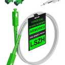 SC to SC Fiber Optic Internet Cable OS2, Armored (Angled Physical Contact) Single Mode Fiber Patch Cable with 2 Couplers, OS1 Compatible for Data Centers, LSZH White - 10M(32.8FT)