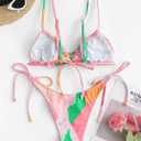 ZAFUL Womens High Cut Thong Bikini Set Swimsuits Cami String Sexy Bathing Suit (Medium, Pink-082)