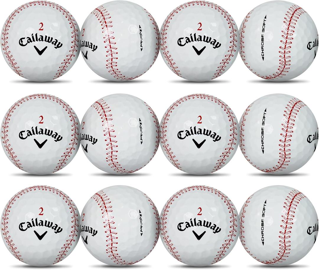 GBM Callaway Chrome Soft Certified Refinished Baseball Golf Balls - 12 Pack - Designed with Stitching Pattern - Par-FECT for Any Golf Outing!