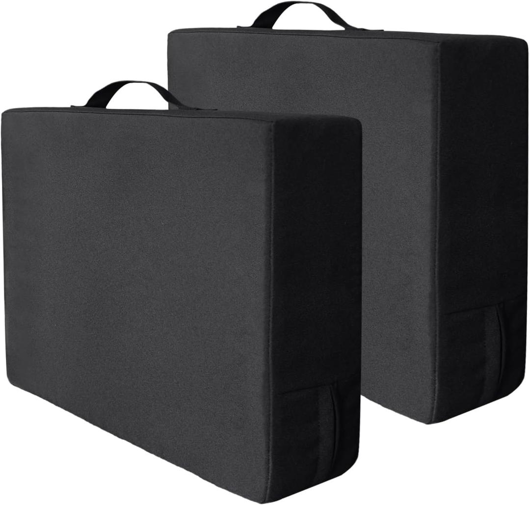 Stadium Seat Cushion, Portable with Handle High-Density Foam Bleacher Cushions for Indoor Outdoor Sports Events, Camping Waterproof Chair Pad, Work Knee Mat (Black 2pcs)