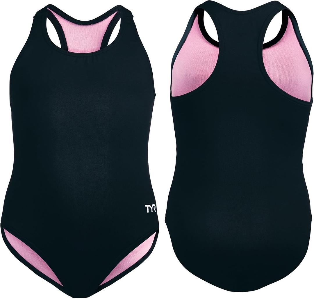 TYR Girls Durafast Lite Ella Maxfit Swimsuit (Black, XL)