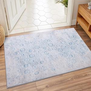 2x3 Washable Area Rug – Soft, Non-Slip Entrance Rug, Durable Indoor Door mat, Floor Carpet for High-Traffic Areas, Entryway, Kitchen, and Bedside, Nordic Serenity/Blue