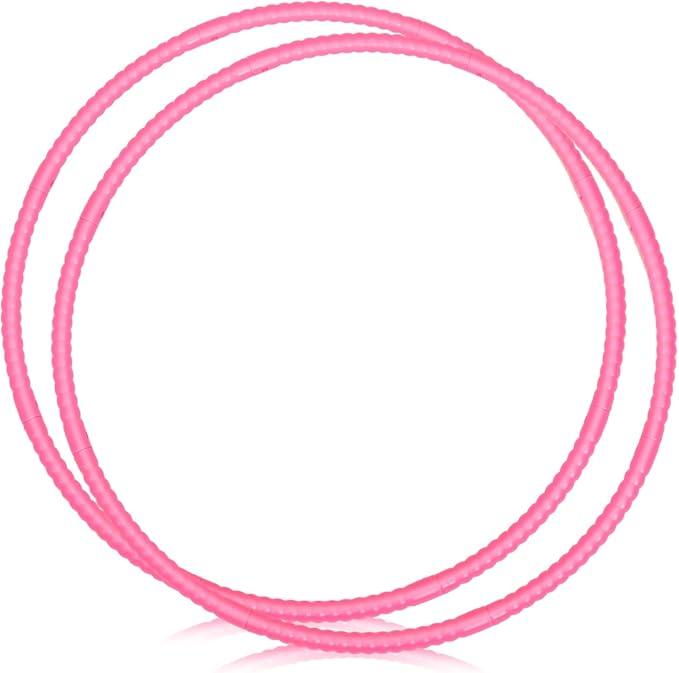 WinnerWhy 2 Pcs Toy Hoop Exercise Hoop Detachable Adjustable Plastic Toy Ring Playground Equipment for School Colored Circles Exercise Ring for Teens Dog Agility Equipment(Pink,23 Inch)