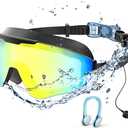 Swim Goggles for Men & Adults  Anti-Fog Full-Coverage Swimming Goggles, 3-Color UV Lens & Detachable (Kid, Cyan)