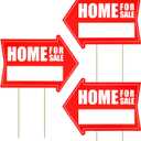 3pcs Estate Sale Signs, 16x12 Inch Home for Sale Sign with Stakes Double Sided House for Sale Signs by Owner Open House Signs with Directional Arrow for Home Real Estate Yard Lawn Garden