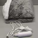 Heated Blanket Electric Throw Size 50''x60'' with 9 Heating Levels, 1-10 Hour Auto Shut Off, Machine Washable, Flannel & Sherpa Double-Sided Soft Warming Blanket for Couch, Bed, Office - Light Grey