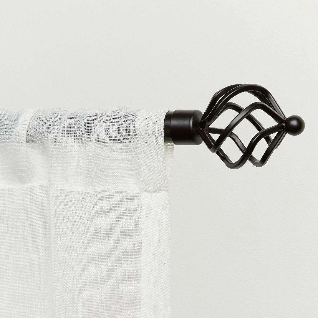 EXCLUSIVE HOME Torch 1" Curtain Rod and Coordinating Finial Set, Matte Bronze, Adjustable 66"-120"