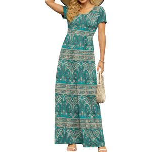 DB MOON Womens 2026 Summer Maxi Dresses Casual Short Sleeve Empire Waist Spring Long Dress with Pockets (S)