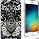 for iPhone 8 Plus Case,for iPhone 7 Plus Case for Women Men Girl,VoMotec Shockproof Anti-Scratch Slim Soft TPU Clear Protective Cover Cases for iPhone 8 7 Plus 5.5,Black Tiger Head with Colorful Cross