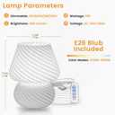 ULAROOM USB Plug-in Mushroom Lamp Small Bedside Table Lamp with 3 Temperature LED Bulb,Free Dimming Nights Light for Bedroom/Living Room/Entryway/Corner Decor (Stripe White)