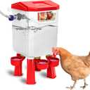 Lilyang Float-Controlled Automatic Chicken Waterer for Continuous Fresh Water, Self Filling Chicken Waterer with 60 Inch Water Hose (One End 3/4''), Suitable for Quail Duck Turkey (Red, 2 Gallons)