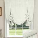 LazBlinds Tie Up Curtains, Linen Blackout Thermal Insulated Balloon Roman Shade Bathroom Window Curtain, Adjustable Rod Pocket Drape for Kitchen, Living Room, Bedroom (34" W x 47" L, White)