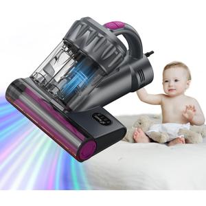 RocketCat Mattress Vacuum Cleaner, 15Kpa Powerful Suction Bed Vacuum Cleaner with UV, Ultrasonic & High Heat, Double-Cup Washable Filter Bins, Handheld Vacuums for Dust & Pet Hair(Corded) (Black)