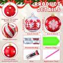 Weysat 6 Pcs 3D Christmas Ball Diamond Painting Ornaments Christmas Diamond Art Set for Adults DIY 1.97" Red and White Xmas Tree Ornament Plastic Hanging Glitter Striped Dot Ball for Tree Party Decor