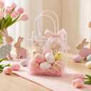 woric Clear Gift Bags with Handles, 15 PCS Small Plastic Party Favor Bags Reusable Transparent Gift Wrap Goodie Bag Bulk for Mother's Day Weddings Birthdays 5.9"x5.1"x2.75"