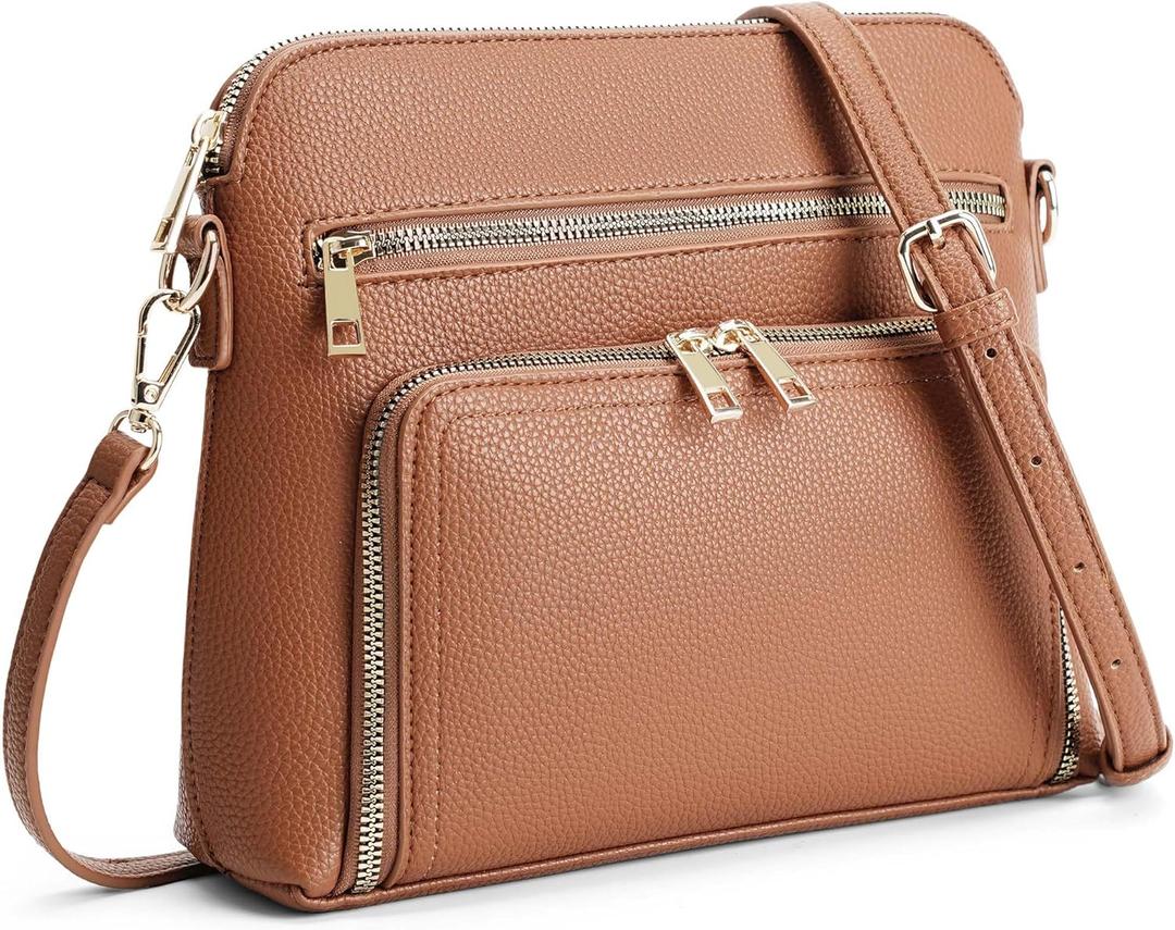 Crossbody Purses for Women Small Crossbody Bags for Women with Built in RFID Wallet (Z-brown)