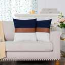 22 x22 Navy Blue Decorative Throw Pillow Covers Farmhouse Accent Pillowcase for Sofa Couch Car Bedroom Living Room Modern Faux Leather Cushion Cover,Navy Blue