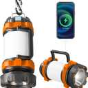 Camping Lantern Rechargeable , Alpswolf Camping Flashlight 4000 Capacity, 6 Modes, IPX4 Waterproof, Led Lantern Camping, Hiking, Outdoor Recreations, Orange