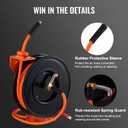 VEVOR Retractable Air Hose Reel, 3/8 IN x 50 FT Hybrid Air Hose Max 300PSI, Air Compressor Hose Reel with 5 ft Lead in, Ceiling/Wall Mount Heavy Duty Single Arm Steel Reel