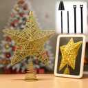 Gold Christmas Tree Star Topper with Tree Topper Stabilizer Holder - 10'' Large Glitter Star for Christmas Treetop, Twinkle Xmas Ornament for Outdoor Indoor Real Artificial Tree Decor