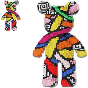 Rainbow Graffiti Bear Micro Building Blocks Set(18.5inches) Animal Winktoys Blocks Bear Building Blocks Gift for Adult and Kid