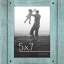 Americanflat 5x7 Picture Frame with Polished, Crystal Clear Glass - Hampton Collection - Distressed Wood Picture Frames for Tabletop and Wall Display - Turquoise Blue