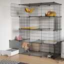 Oneluck Cat Cage with Litter Box,4-Tier DIY Enclosures Large Playpen Detachable Metal Wire Kennel Indoor Crate Large Exercise Place Ideal for 1-2 Cats