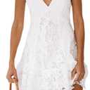 Women's Lace Mini Dress Elegant Ruffle Ruched Spaghetti Strap V Neck Low Cut Bodycon Dress Party Club Swing Dress Clubwear Large