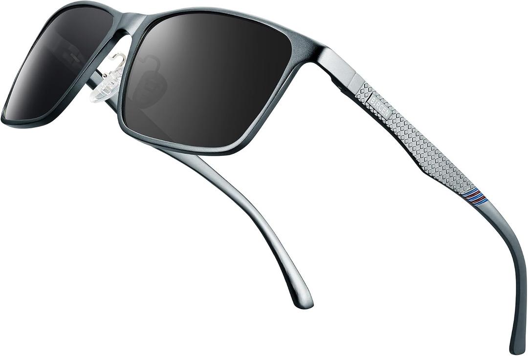 BIRCEN Polarized Mens Sunglasses for Driving: UV Protection Al-Mg Metal Sunglasses Lightweight Shades for Fishing Travel Golf
