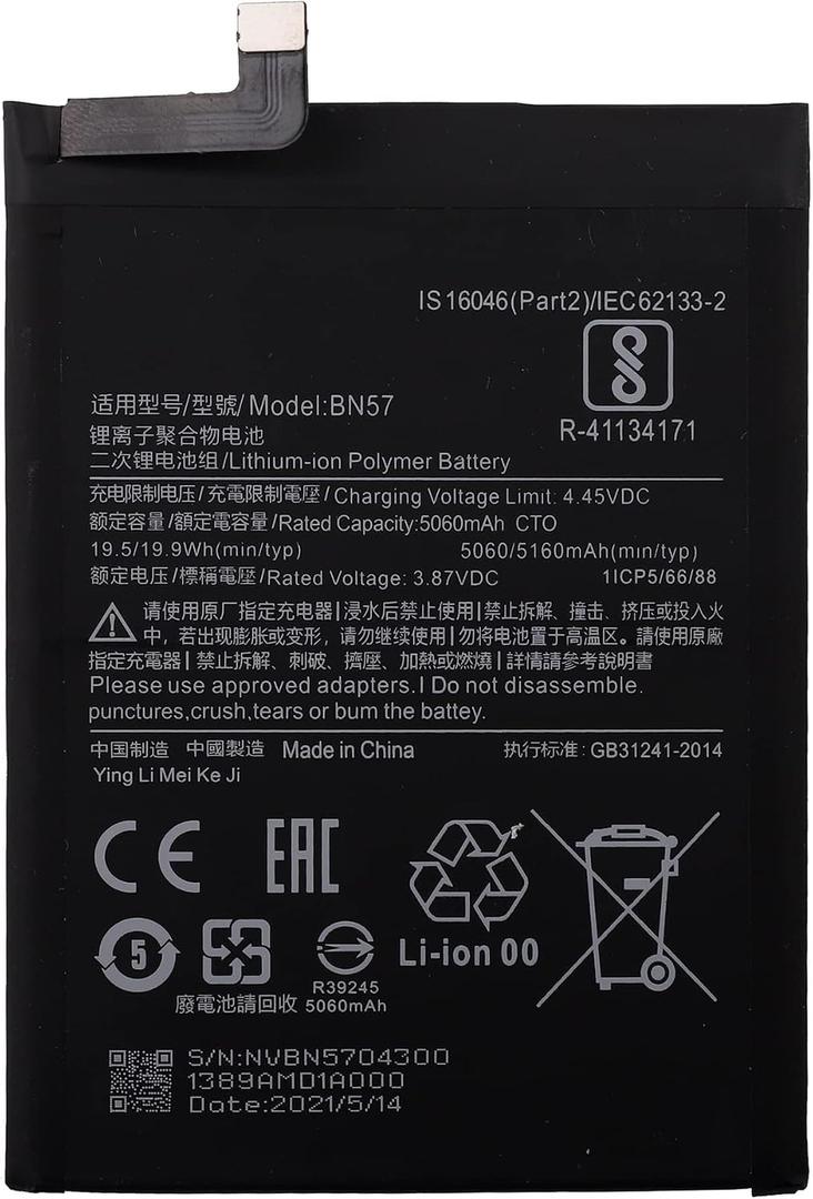 New BN57 Rechargeable Battery Compatible with Poco X3 NFC M2007J20CG, M2007J20CT & Poco X3 Pro with Tools