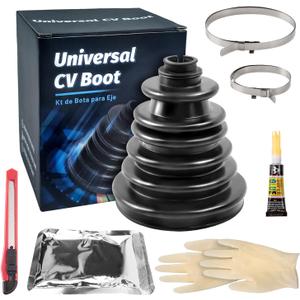 CVS18 Split Type CV Boot, Fits Shaft Size 22mm-28mm, (128mm) Height, Constant Velocity Joint Gaiter Repair Kit, Includes 2 Stainless Steel Clamps, cv axle boot, car boot