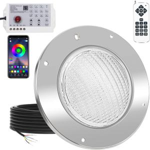 10 Inch LED Pool Lights for Inground Pool, 60W ColorColor Changing Underwater Light with APP/Remote/Controller, Fits 10" Large Wet Niches, 50FT Cord